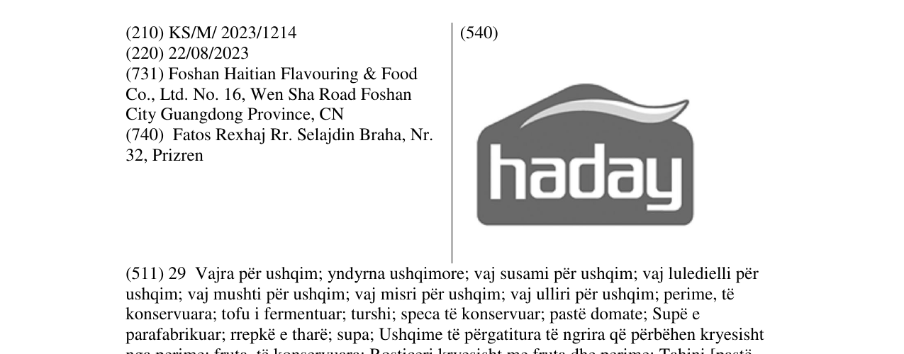 Zëri i markës HADAY në buletin