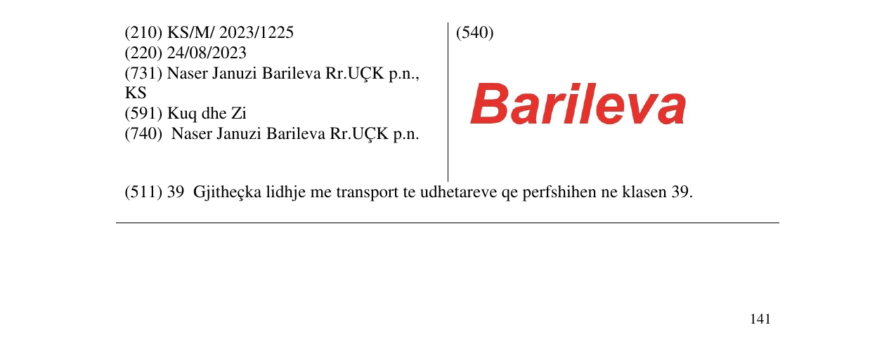 Zëri i markës BARILEVA në buletin