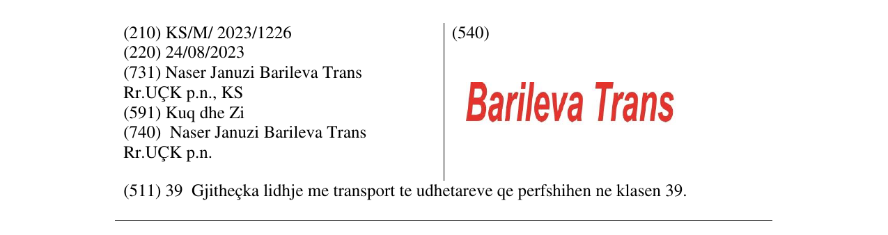 Zëri i markës BARILEVA TRANS në buletin