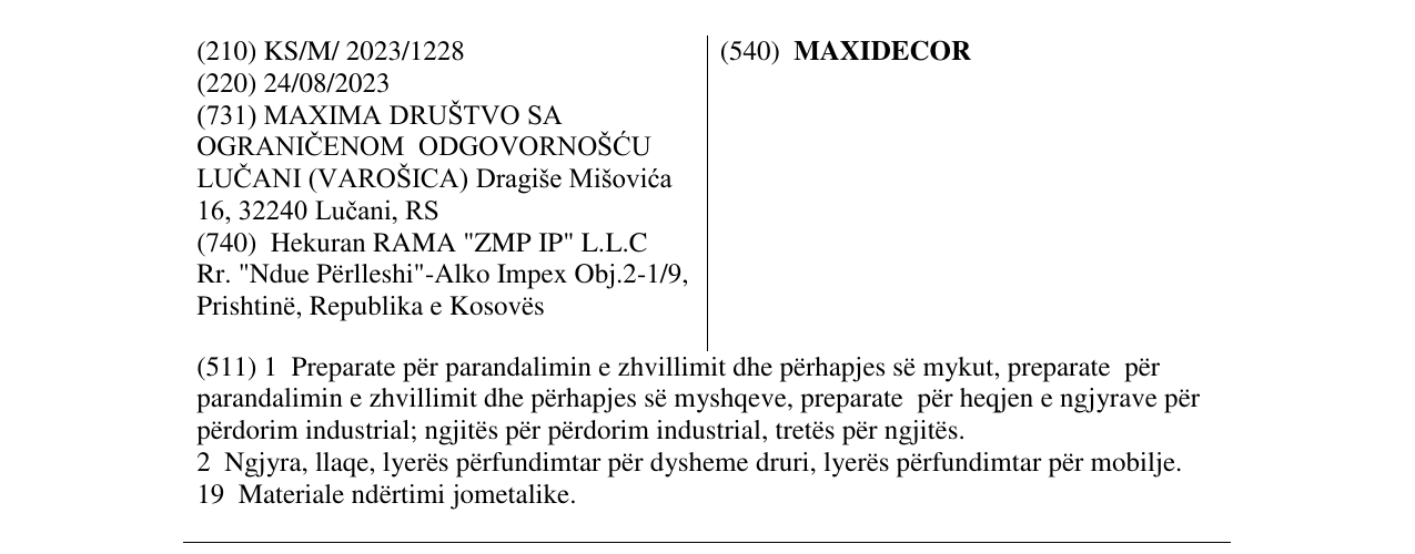 Zëri i markës MAXIDECOR në buletin