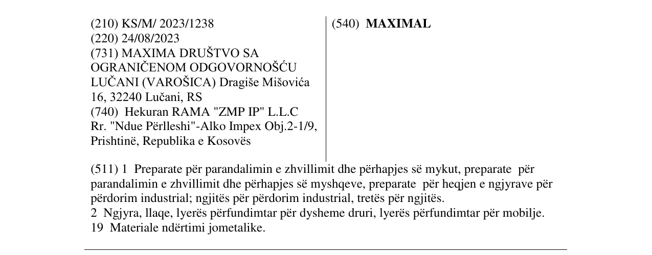 Zëri i markës MAXIMAL në buletin