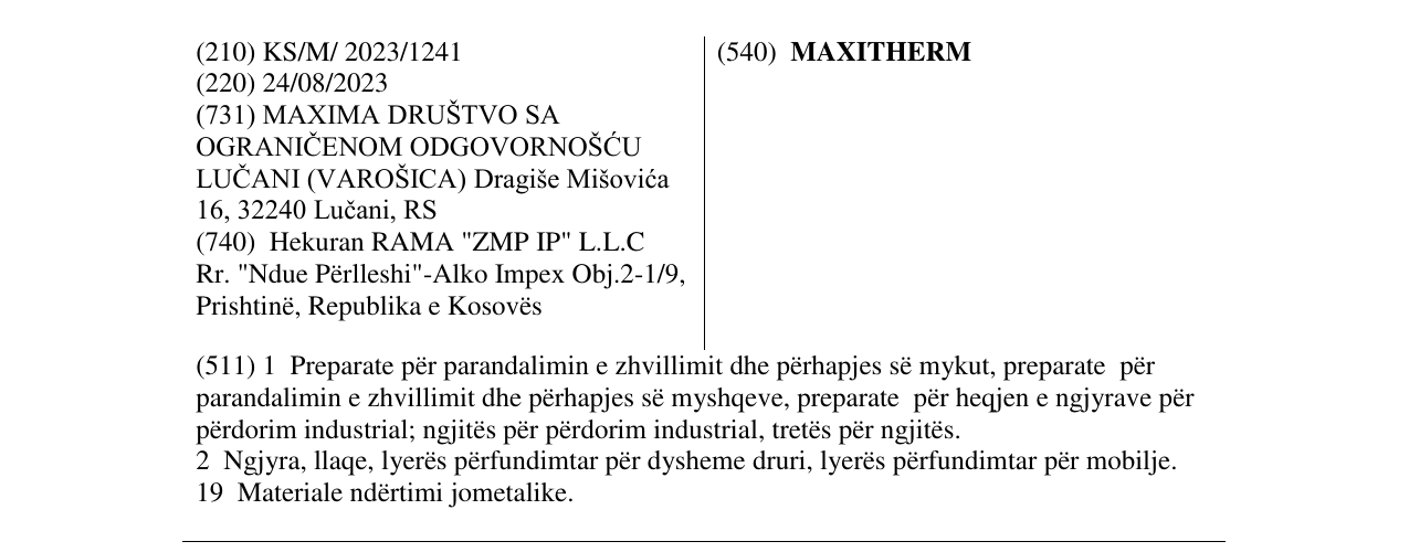 Zëri i markës MAXITHERM në buletin