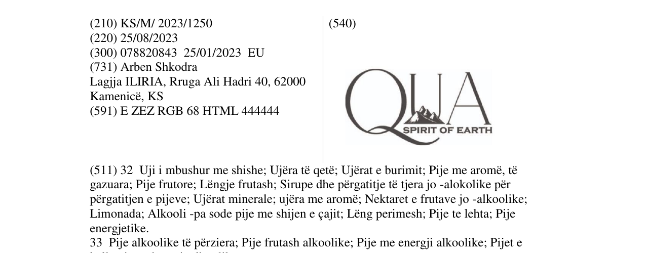 Zëri i markës QUA SPIRIT OF EARTH në buletin