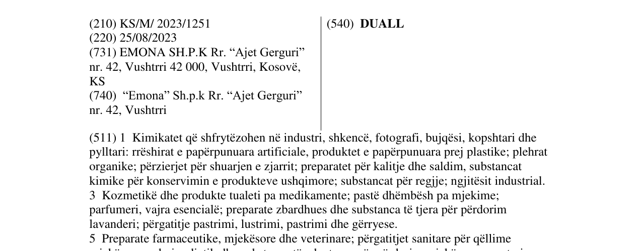 Zëri i markës DUALL në buletin