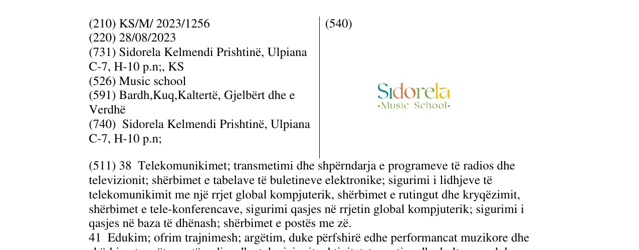 Zëri i markës Sidorela në buletin
