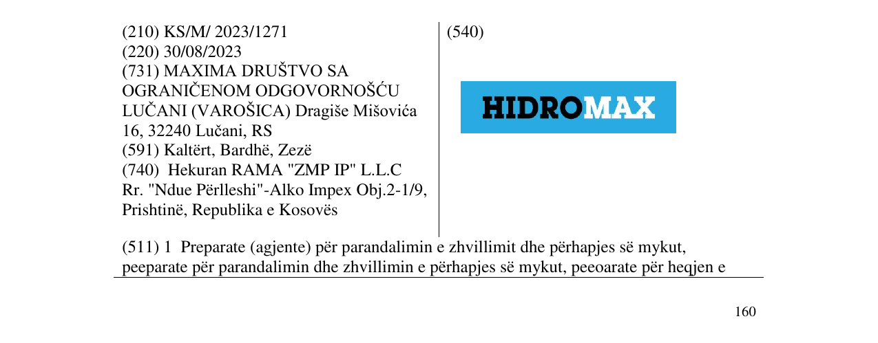 Zëri i markës HIDROMAX në buletin