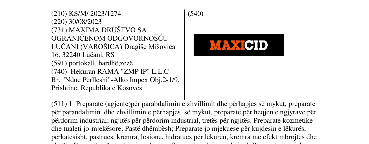 Zëri i markës MAXICID në buletin