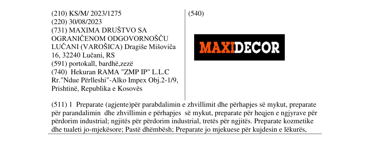 Zëri i markës MAXIDECOR në buletin