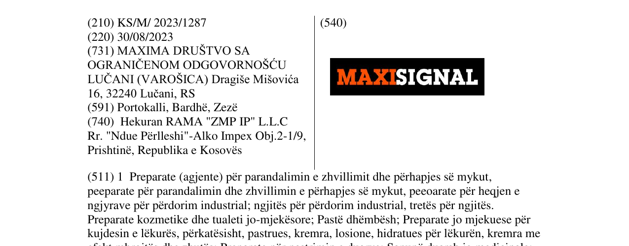 Zëri i markës MAXISIGNAL në buletin