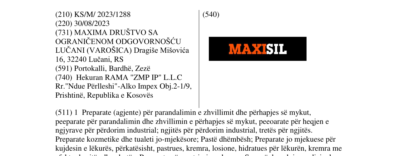Zëri i markës MAXISIL në buletin