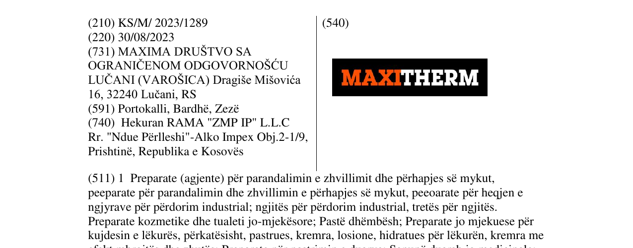 Zëri i markës MAXITHERM në buletin