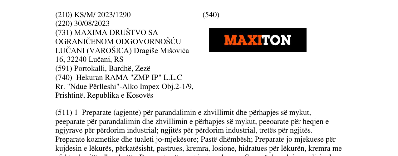 Zëri i markës MAXITON në buletin