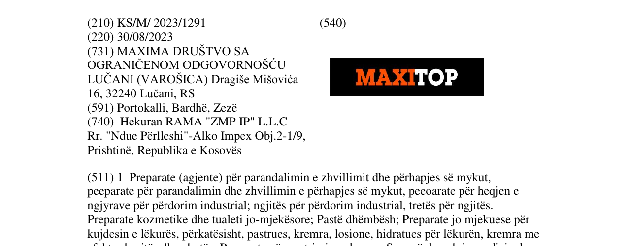 Zëri i markës MAXITOP në buletin
