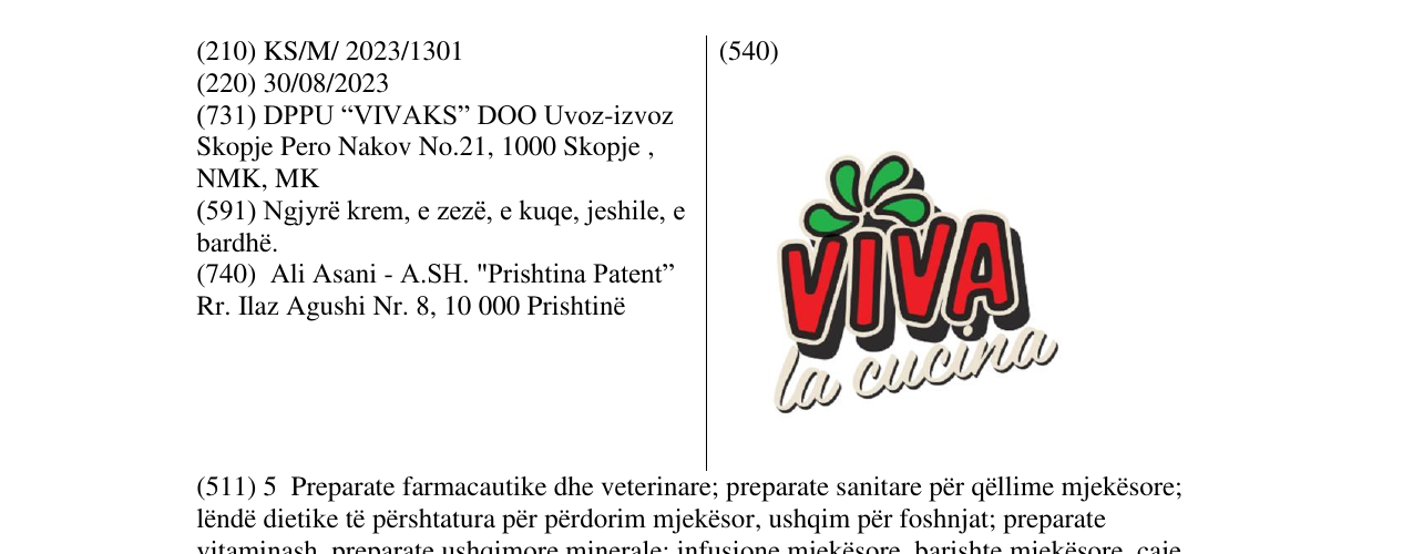 Zëri i markës VIVA la cucina në buletin