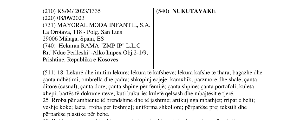 Zëri i markës NUKUTAVAKE në buletin