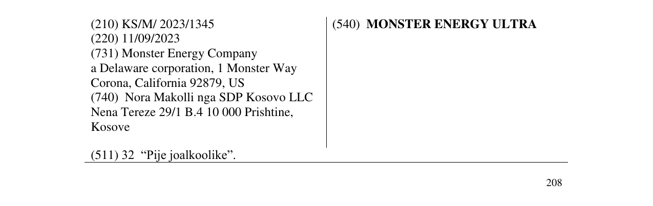 Zëri i markës MONSTER ENERGY ULTRA në buletin