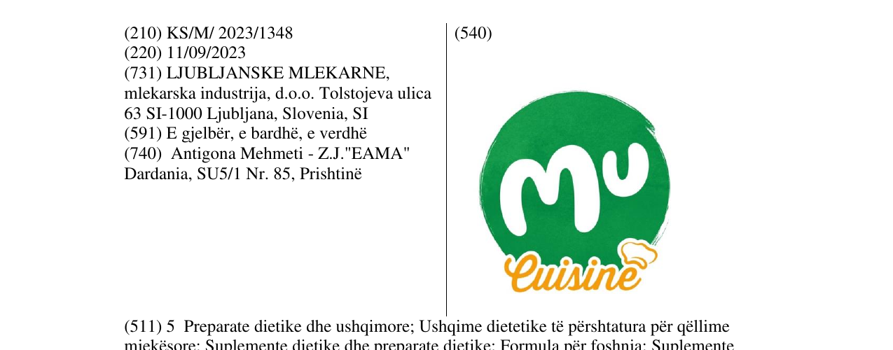 Zëri i markës mu cuisine në buletin