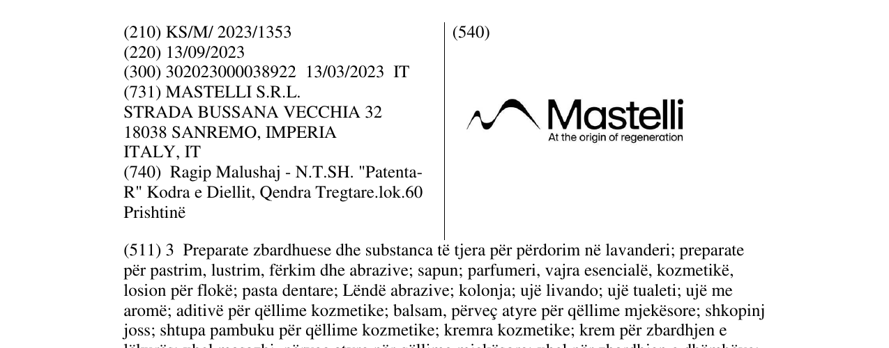 Zëri i markës Mastelli në buletin