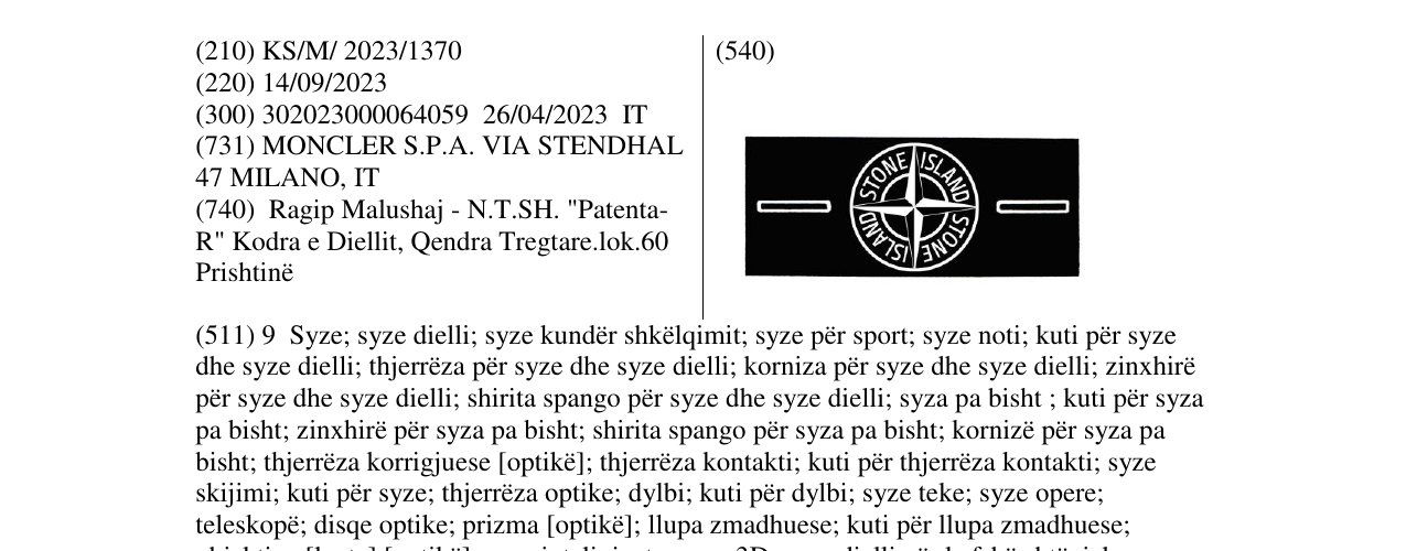 Zëri i markës STONE ISLAND në buletin