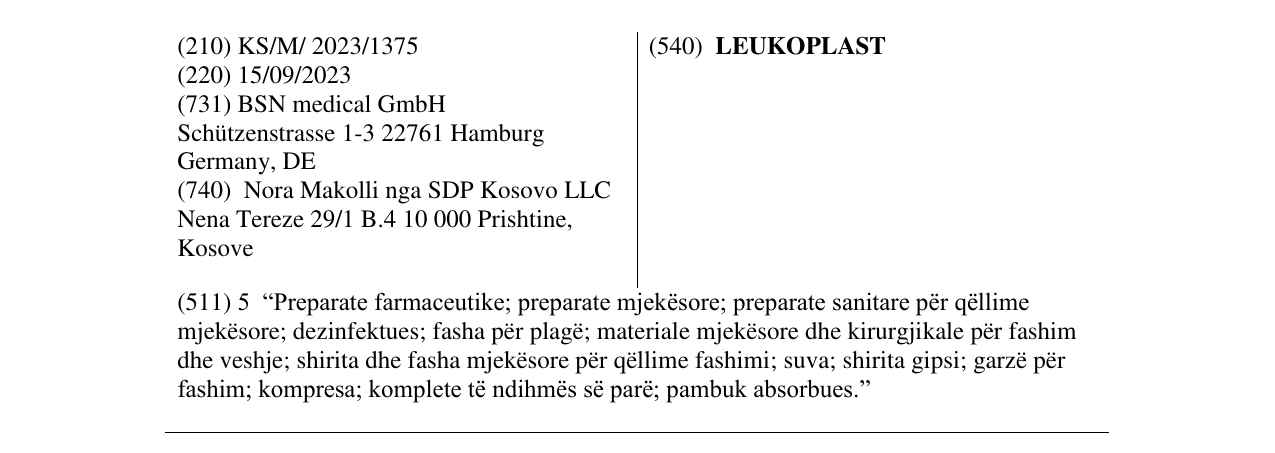 Zëri i markës LEUKOPLAST në buletin