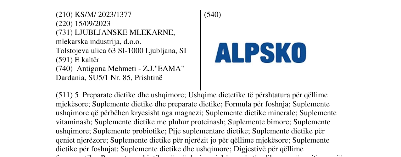 Zëri i markës ALPSKO në buletin