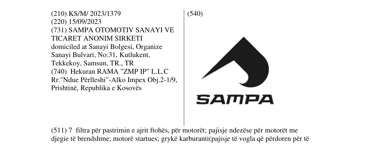 Zëri i markës SAMPA në buletin