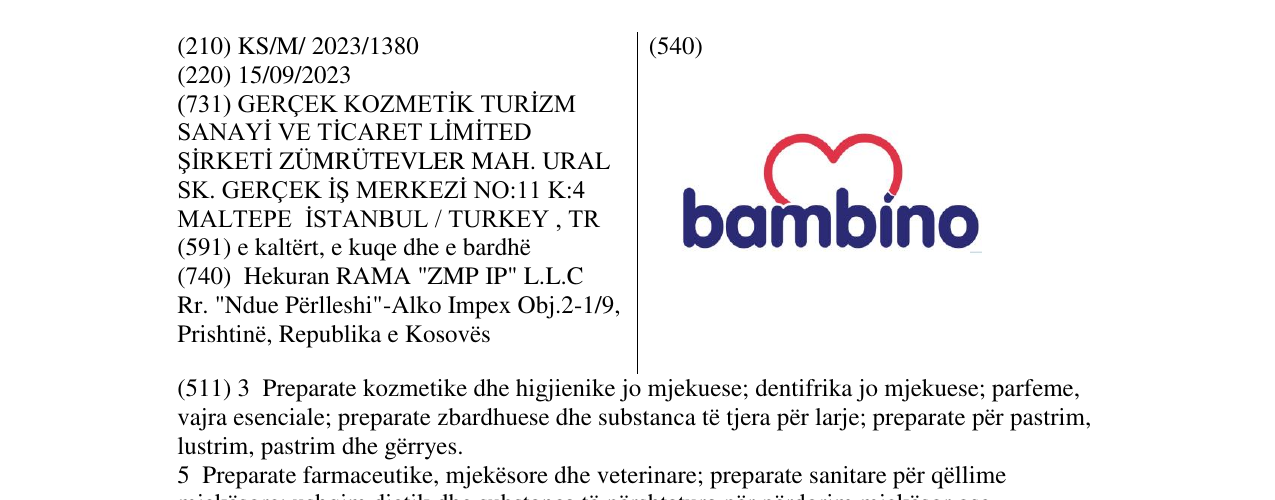 Zëri i markës bambino në buletin