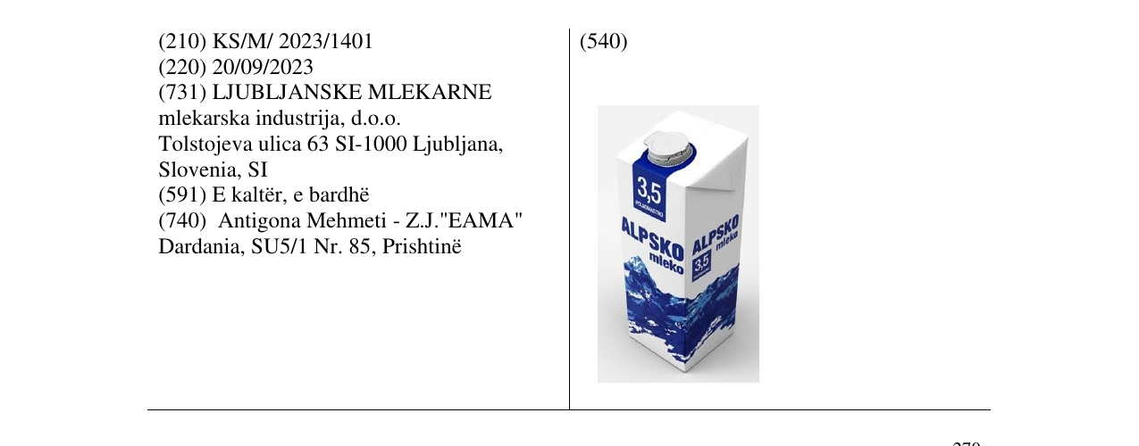 Zëri i markës ALPSKO në buletin