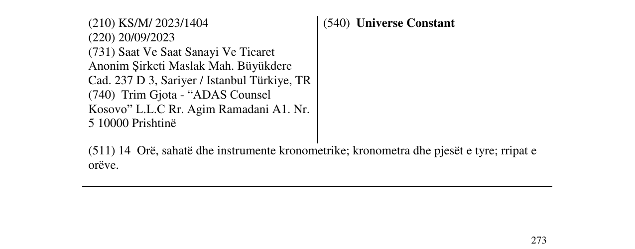 Zëri i markës Universe Constant në buletin