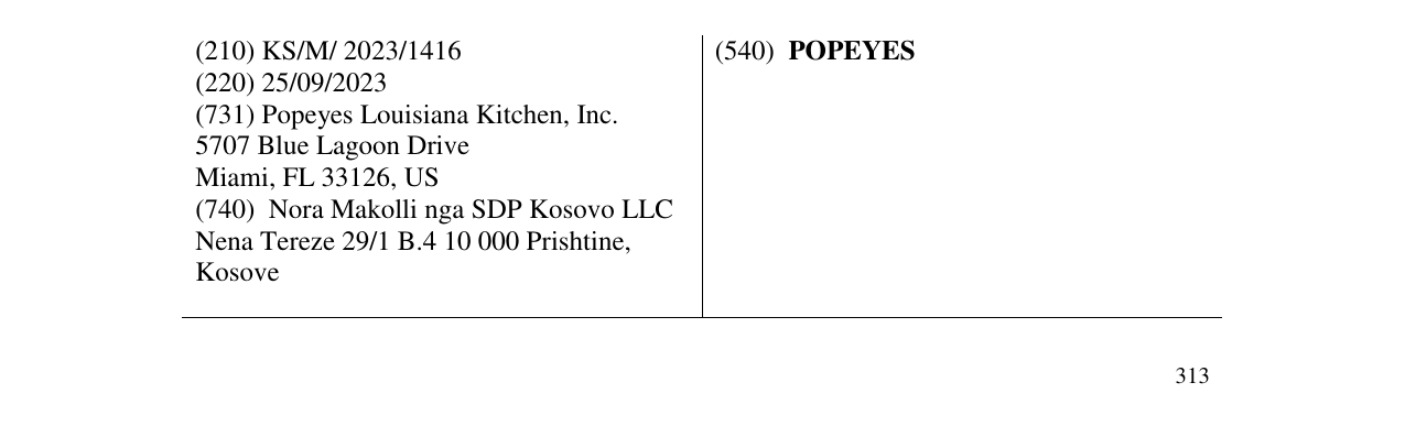 Zëri i markës POPEYES në buletin