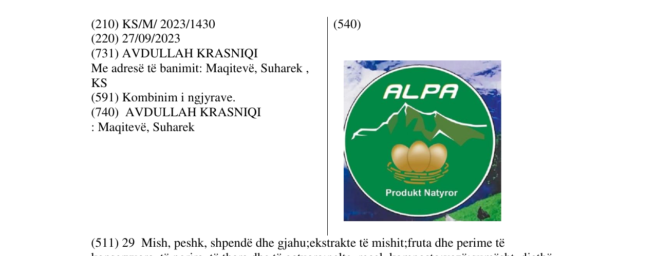 Zëri i markës ALPA në buletin