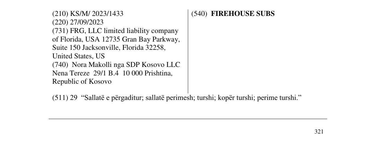 Zëri i markës FIREHOUSE SUBS në buletin