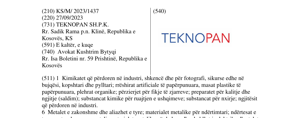 Zëri i markës TEKNOPAN në buletin