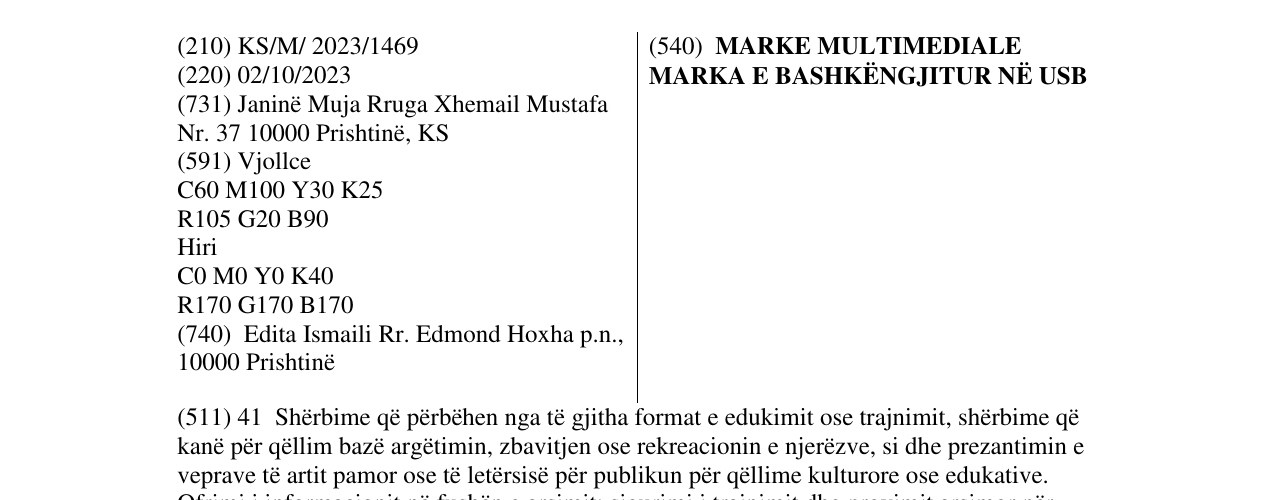 Zëri i markës MARKE MULTIMEDIALE MARKA E BASHKËNGJITUR NË USB në buletin