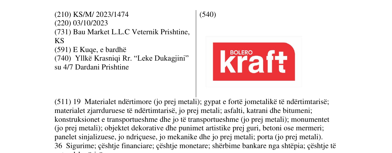 Zëri i markës bolero Kraft në buletin