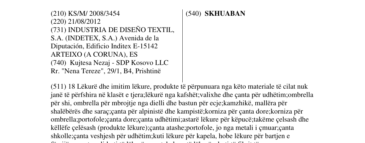 Zëri i markës SKHUABAN në buletin