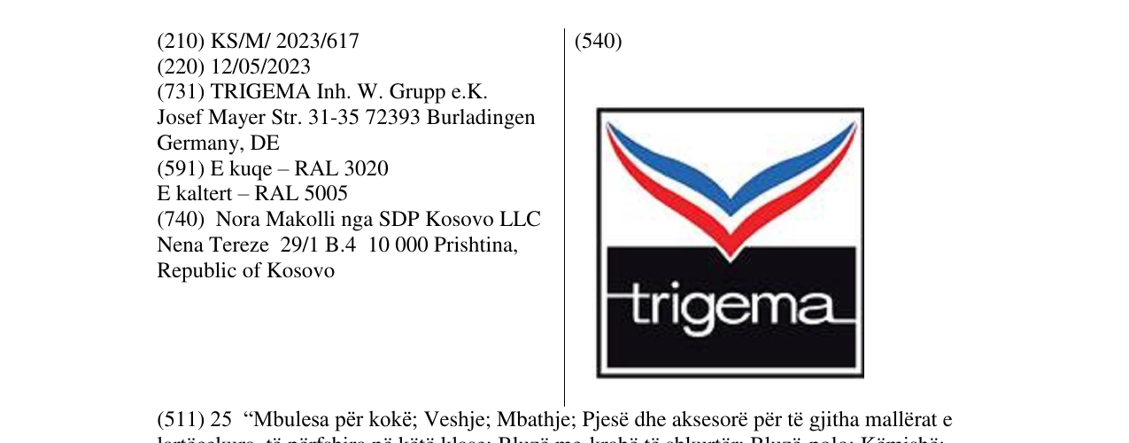 Zëri i markës trigema në buletin