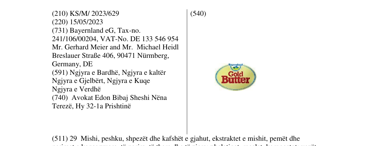 Zëri i markës Gold Butter në buletin