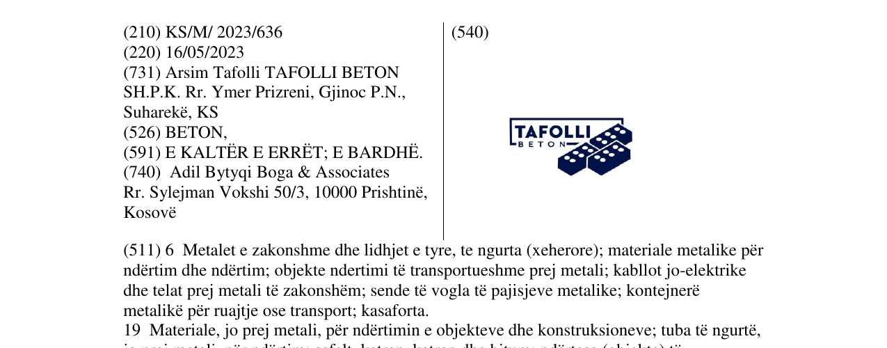 Zëri i markës TAFOLLI në buletin