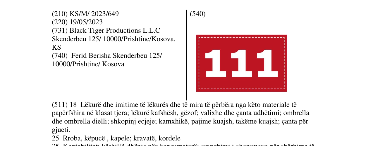 Zëri i markës 111 në buletin