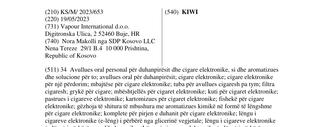 Zëri i markës KIWI në buletin