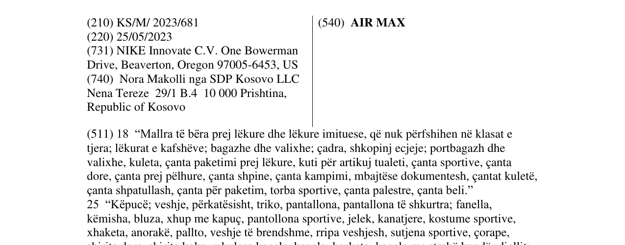Zëri i markës AIR MAX në buletin