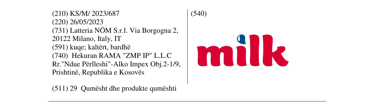 Zëri i markës milk në buletin
