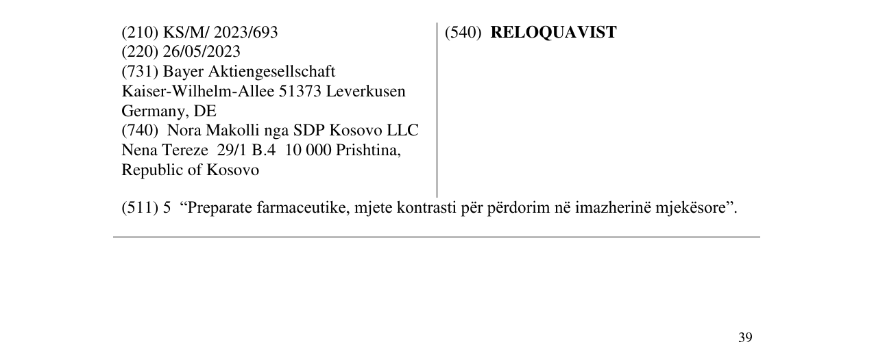Zëri i markës RELOQUAVIST në buletin