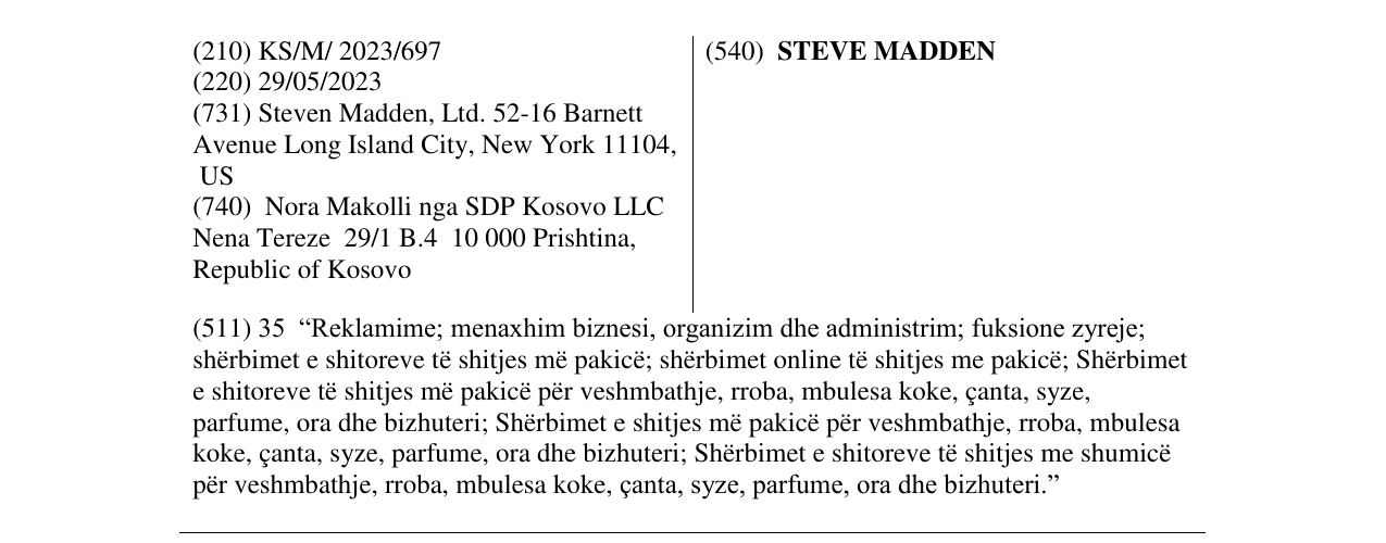 Zëri i markës STEVE MADDEN në buletin