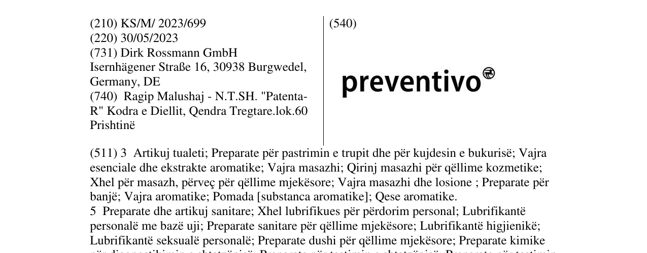 Zëri i markës PREVENTIVO në buletin