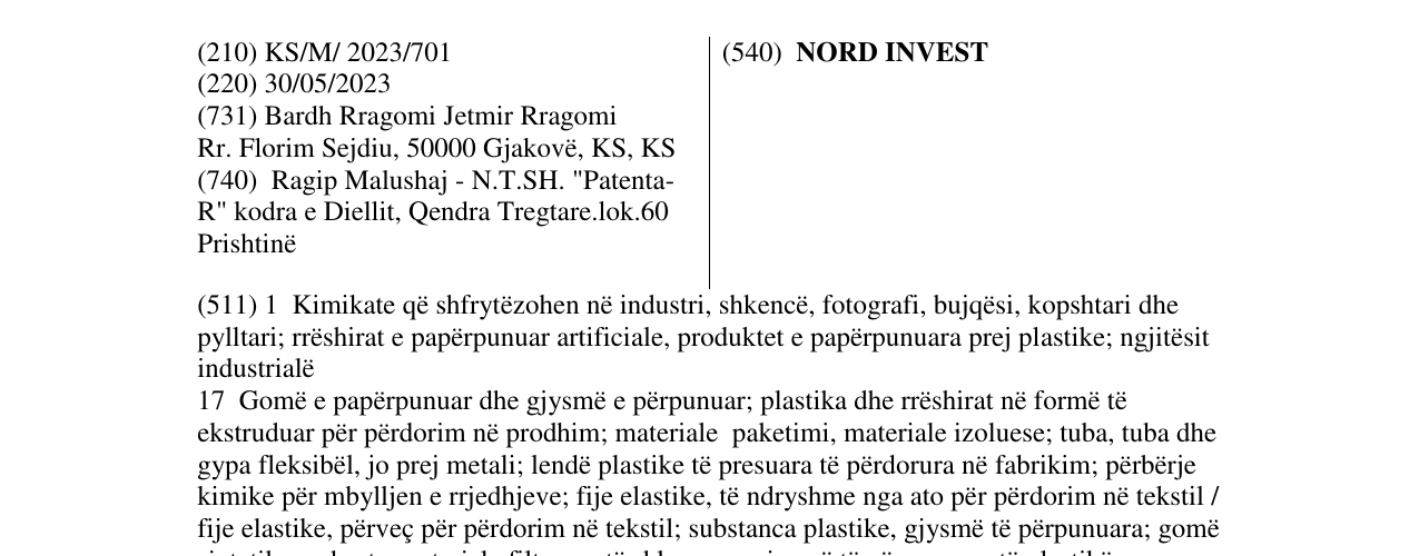 Zëri i markës NORD INVEST në buletin