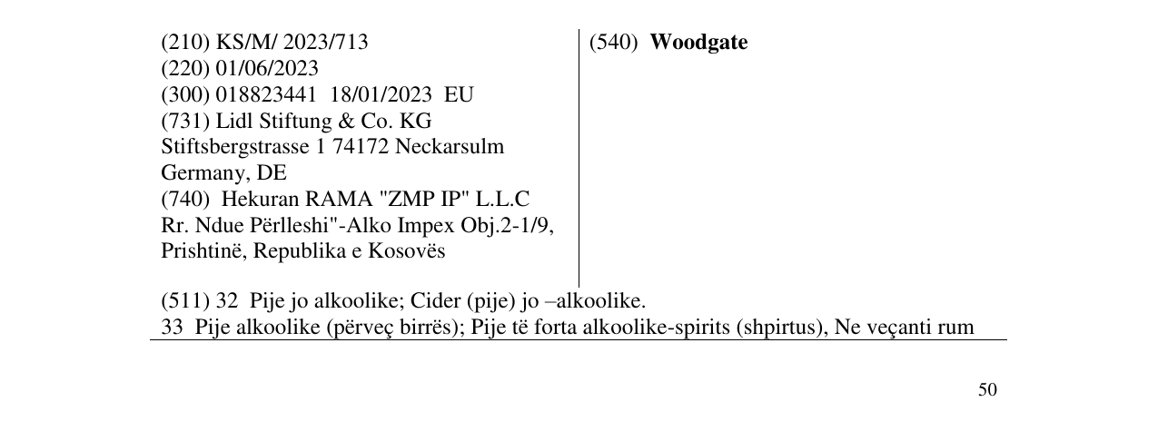 Zëri i markës Woodgate në buletin
