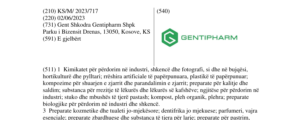 Zëri i markës GENTIPHARM në buletin