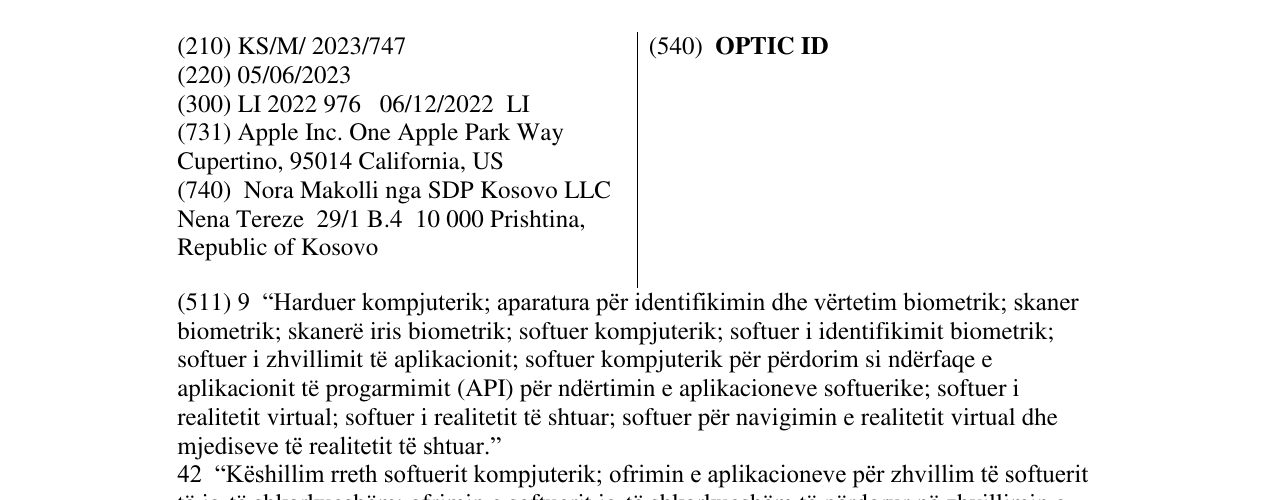 Zëri i markës OPTIC ID në buletin